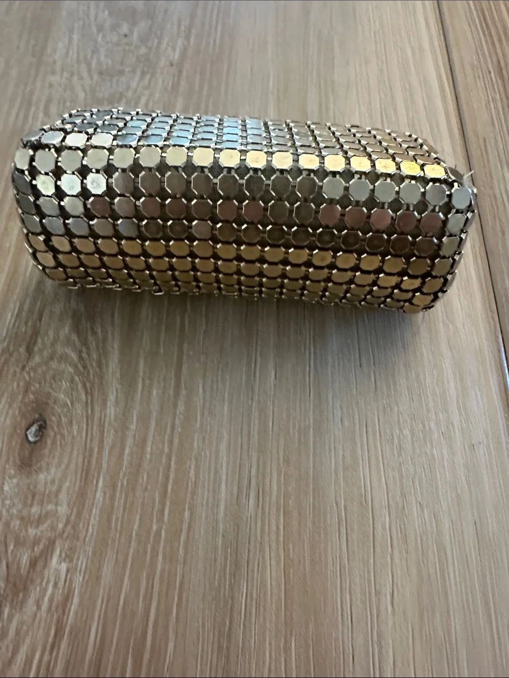 Vintage Gold Metal Mesh Lipstick Holder
